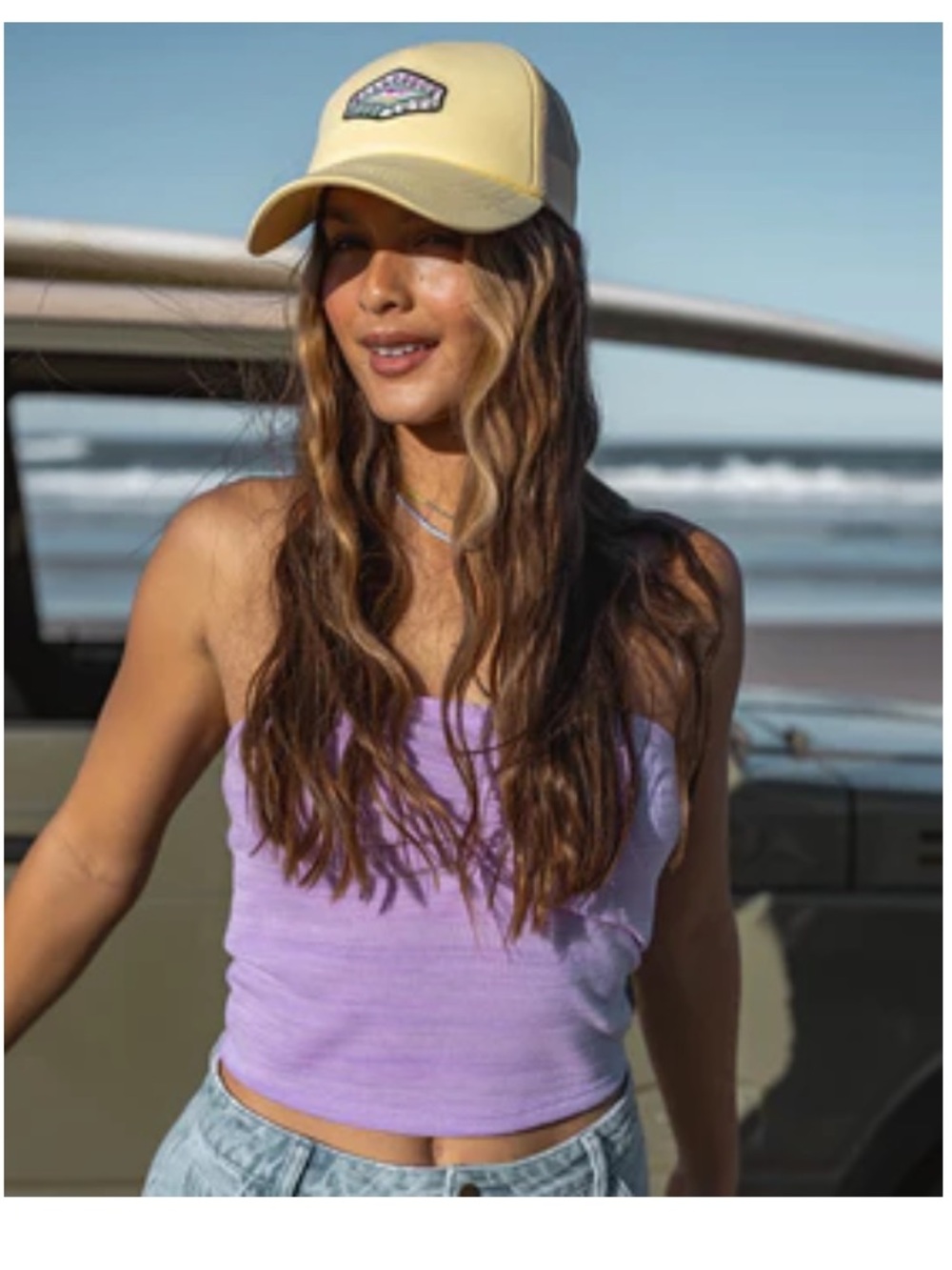 Billabong women’s Lennox Lilac Tube Fitted Bandeau Top large